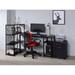 Industrial Writing Desk with 2 Open Storage Shelves, Computer Desk with Black Distressed Wood Finsih & Black Metal Frame