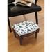 Navy Blue Cheetah Print Footstool with wood stained finish