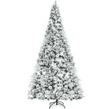 Costway 5ft/6ft/7ft/8ft Snow Flocked Hinged Christmas Tree w/ Berries