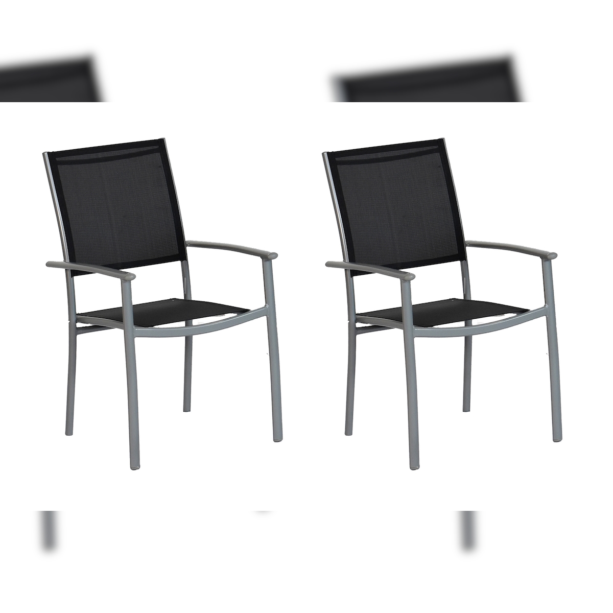 Merxx Milano Stapelsessel Set 2tlg., Aluminium/Textil, Silber/Schwarz Image