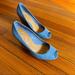 Coach Shoes | Coach Peep Toes Pumps Wedge Heel Patent Leather | Color: Blue | Size: 6