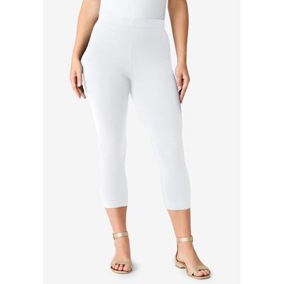 Plus Size Women's Plus Size Essential Stretch Capri Legging by Roaman's in White (Size 38/40)