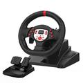 NBCP Steering Wheel and Pedals, 180 Degree PC Gaming Racing Wheels, Vibration Feedback, Steering Wheel for PS4, PS3, PC, Nintendo Switch, Android TV (Black)