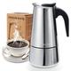Godmorn Stovetop Espresso Maker Moka Pot, Coffee Maker, Espresso Percolator Stovetop, Classic Cafe Maker, 430 Stainless Steel, for 9 Cups (450 ml), Suitable for Induction cookers Espresso Cooker