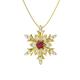 Diamondere Natural and Certified Pear Ruby and Diamond Snowflake Necklace in 9ct Yellow Gold | 0.29 Carat Pendant with Chain