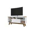 Camberly 53.54 TV Stand with 5 Shelves in White and Cinnamon - Manhattan Comfort 245BMC6