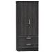 Better Home Products Grace Wood 2-Door Wardrobe Armoire with 2-Drawers in Gray - Better Home Products NW-108-GRY