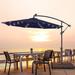 Arlmont & Co. Elasia 120" Lighted Cantilever Umbrella Metal in Blue/Navy | 96.5 H x 120 W x 120 D in | Wayfair 7FAD8624628B428BB1C720208CF45724