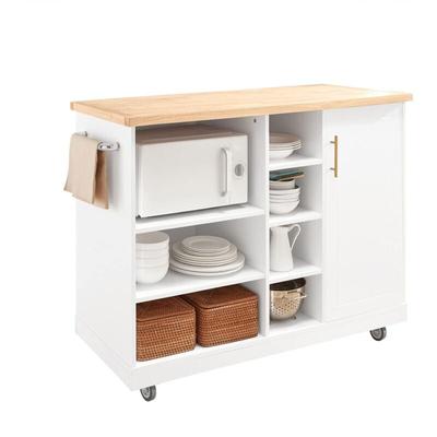 SoBuy FKW105-WN Design Küchenwagen mit Arbeitsplatte Kücheninsel Küchenschrank Rollwagen Sideboard Image