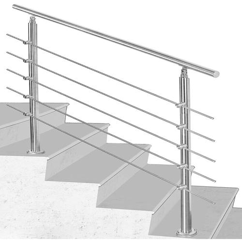 Hengda – Handlauf Edelstahl, gebürsteter Edelstahl, Treppengeländer mit ohne Querstreben für den
