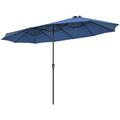 Costway 15 Feet Patio Double-Sided Umbrella with Hand-Crank System-Navy