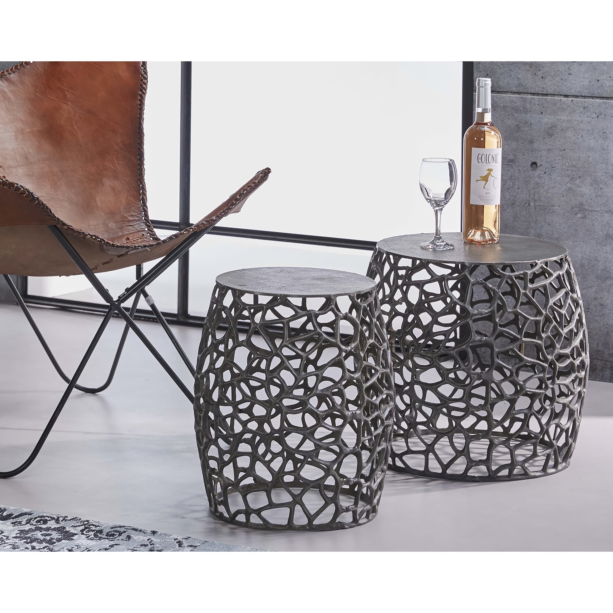 designline »Labyrinth« Beistelltisch 2er-Set schwarz Nickel