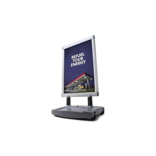 Kundenstopper A1 »Windtalker® Excel« Kunststoffbasis Außenbereich grau, Showdown Displays, 62.5×121.5×50 cm