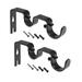 Curtain Rod Bracket Double for 18mm 27mm Drapery Rod, 122 x 53 x 16mm Black 2Pcs - 122x53x16mm