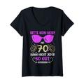 Damen Bitte kein Neid 70 Jahre 70. Geburtstag Frauen T-Shirt mit V-Ausschnitt