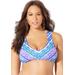 Plus Size Women's Darling Tie Back Bikini Top by Swimsuits For All in Blue Purple Tie Dye (Size 14)