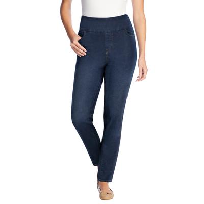 Plus Size Women's Flex Fit Pull On Slim Denim Jean by Woman Within in Indigo Sanded (Size 26 WP)