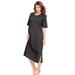 Plus Size Women's Long Tagless Sleepshirt by Dreams & Co. in Black Multi Dot (Size 3X/4X)