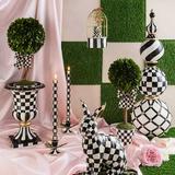 MacKenzie-Childs Courtly Check® Boxwood Topiary Drop-in Ceramic in Black/White | 21 H x 7.5 W x 7.5 D in | Wayfair 35514-1647