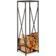 Etagère de Cheminée Rangement bûches Bois acier panier bois porte-bûches HxlxP: 111x34x34 cm, noir