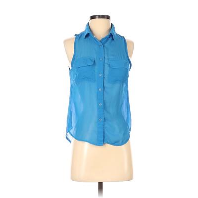 Body Central Sleeveless Blouse: Blue Tops - Women's Size Small