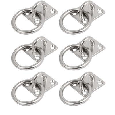 6pcs 304 Stainless Steel 5mm Thick Square Sail Shade Pad Eye Plate - Silver Tone