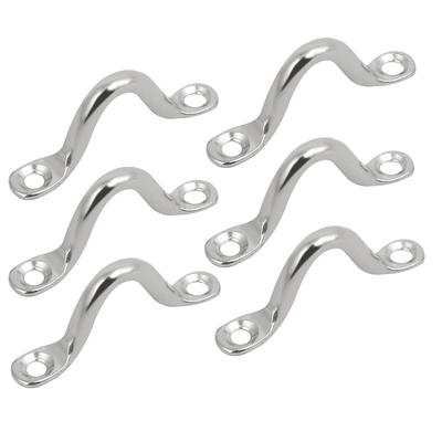 316 Stainless Steel 4mm Thick Humpback Shape Fixed Buckle Pad Eye Plate 6pcs - Silver Tone