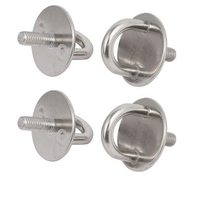 4pcs 304 Stainless Steel M10 Thread Round Sail Shade Pad Eye Plate - Silver Tone