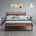 Yaheetech Rustic Metal Platform Bed Frame Sturdy Slatted Bed Base