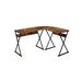Industrial Style Zafiri Writing Desk and L Shaped Wooden Desk Work Countertop, X-Shaped Metal Base & Rounded Corner Design