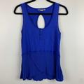 Anthropologie Tops | Anthropologie Little Yellow Button Signe Henley Tank Top Size Small Royal Blue | Color: Blue | Size: S