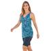 Plus Size Women's Longer-Length Side-Tie Tankini Top by Swim 365 in Blue Swirl Dot (Size 20)