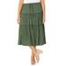 Plus Size Women's Tiered Midi Skirt by Catherines in Olive Green (Size 4XWP)