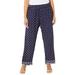 Plus Size Women's Gauze Ankle Pant by Catherines in Navy Ditsy Paisley (Size 2X)