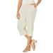 Plus Size Women's Knit Waist Linen Capri by Catherines in Natural (Size 4X)