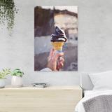 Red Barrel Studio® Person Holding Ice Cream Cone w/ Chocolate & Vanilla Ice Cream - 1 Piece Rectangle Graphic Art Print On Wrapped Canvas Canvas | Wayfair