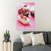 Red Barrel Studio® White & Red Ice Cream On Pink Cone - 1 Piece Rectangle Graphic Art Print On Wrapped Canvas in Pink/White | Wayfair