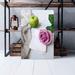 Red Barrel Studio® Green Apple Near A Pink Petaled Rose Flower & Mini-Notebook - 1 Piece Rectangle Graphic Art Print On Wrapped Canvas Canvas | Wayfair
