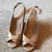 Nine West Shoes | Nine West Ariao Nude Peep Toe Wedge, 8 | Color: Brown | Size: 8