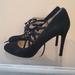 Nine West Shoes | Black Suede Lace Up Stiletto Nine West 4.5 Inch Heels | Color: Black | Size: 9.5