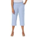 Plus Size Women's Knit Waist Linen Capri by Catherines in French Blue (Size 6X)