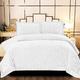 Heavy Quilted Bedspread 3pcs Large Bed Throw with Hypoallergenic Pillow Set - Luxurious Super King Size Bed Throws and Bedspreads Velvet- White