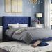 House of Hampton® Ikbale Tufted Low Profile Platform Bed Upholstered/Velvet, Solid Wood in Blue | 51 H x 67 W x 87 D in | Wayfair