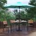 Faux Teak Patio Table, 4 Chairs & 9FT Patio Umbrella with Base