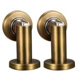 2pcs Zinc Alloy Door Magnetic Catch Holder Stopper Doorstop Brushed Brass - Brass Tone - 2 Pack