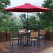 Faux Teak Patio Table, 4 Chairs & 9FT Patio Umbrella with Base