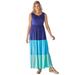 Plus Size Women's Color Block Tiered Dress by Woman Within in Evening Blue Colorblock (Size M)