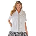 Plus Size Women's Short-Sleeve Denim Jacket by Woman Within in White (Size 26 W)