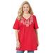 Plus Size Women's Easy Fit Peasant Tee by Catherines in Red Medallion Placement (Size 0X)