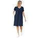 Plus Size Women's Perfect Short-Sleeve V-Neck Tee Dress by Woman Within in Navy (Size M)
